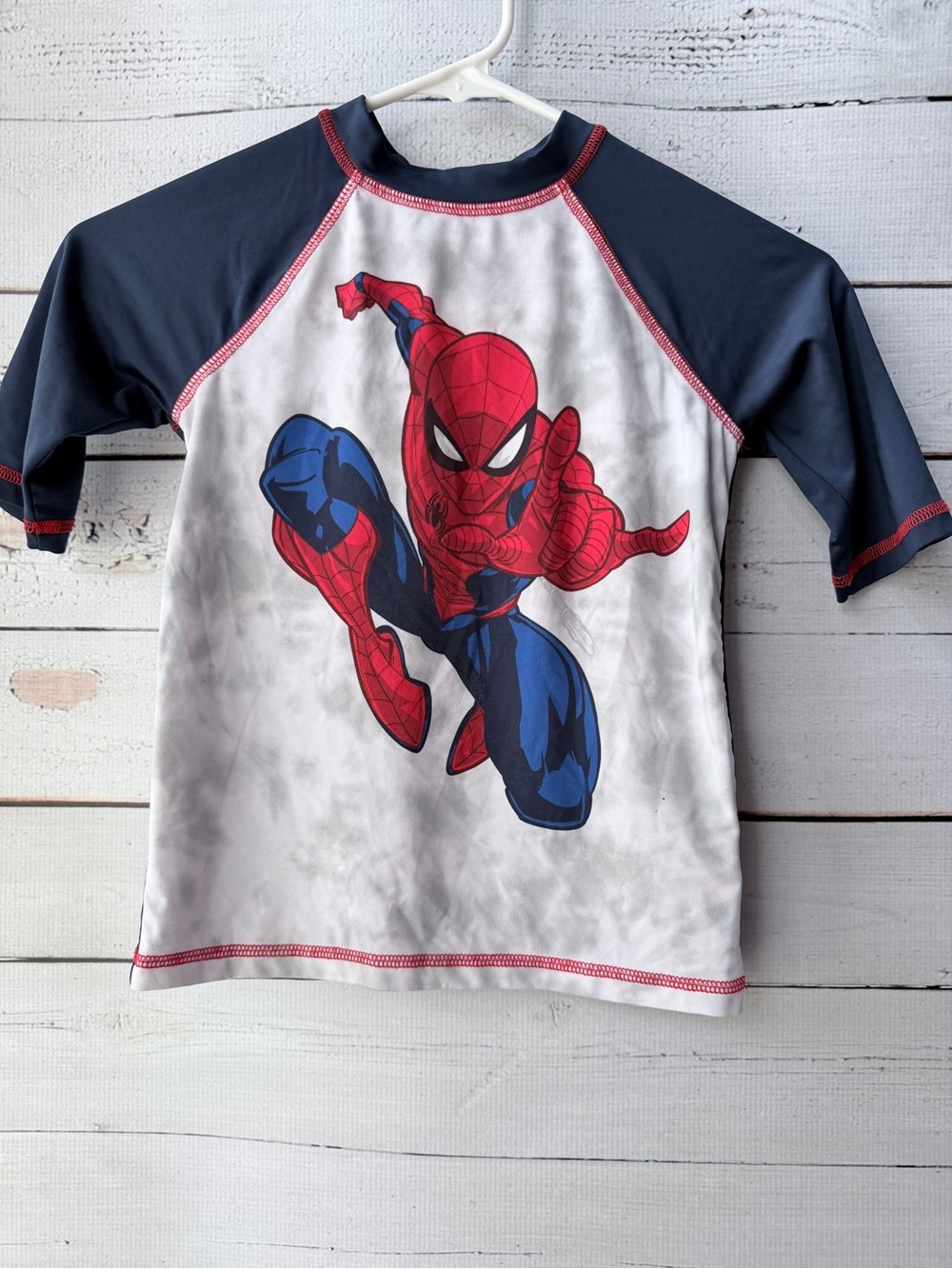 Marvel Boys Swim Top in Navy, Red & White
